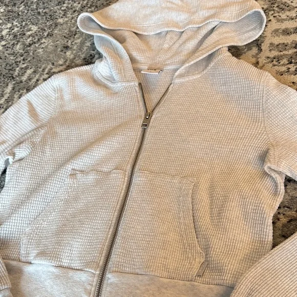TNA Heathered Gray Hooded Zip-Up Jacket - Picture 3 of 3